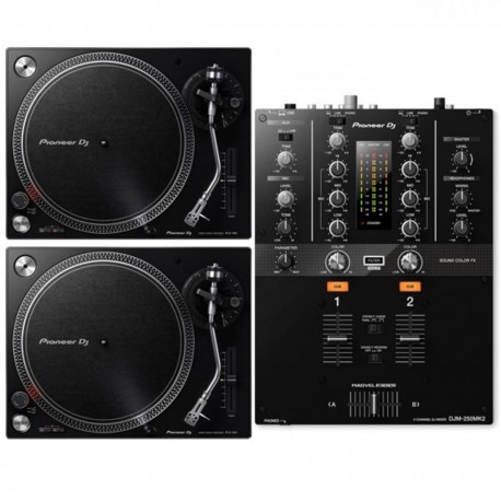 PIONEER PLX-500 Pack Black (2x PLX-500K + 1x DJM-250MK2) Pioneer DJ